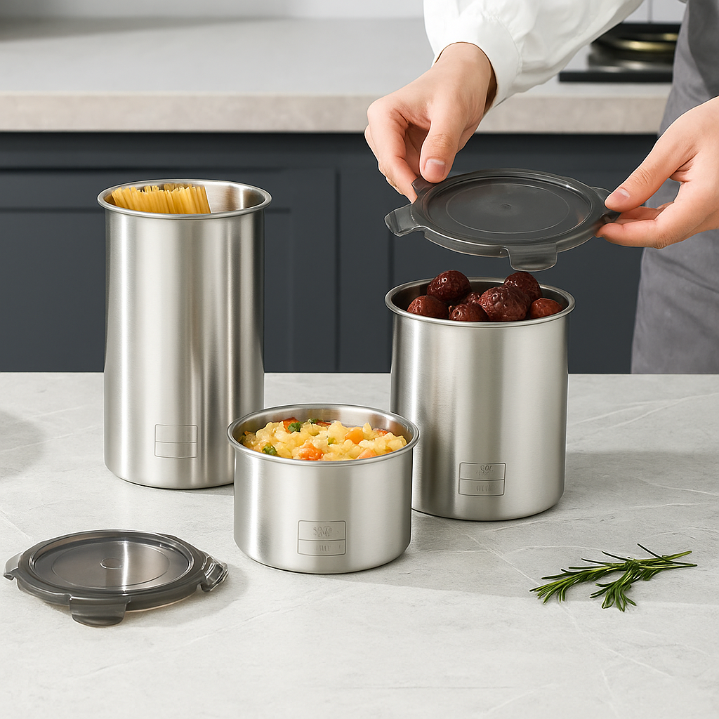 Edelstahl Vorratsdosen Set mit Deckel – 500ml, 900ml & 1400ml luftdicht, stapelbar & langlebig