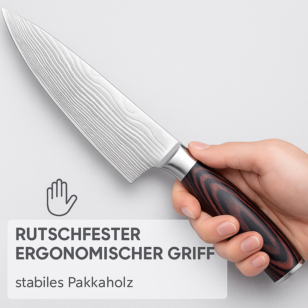 7-teiliges Küchenmesser-Set mit Damaskus-Design