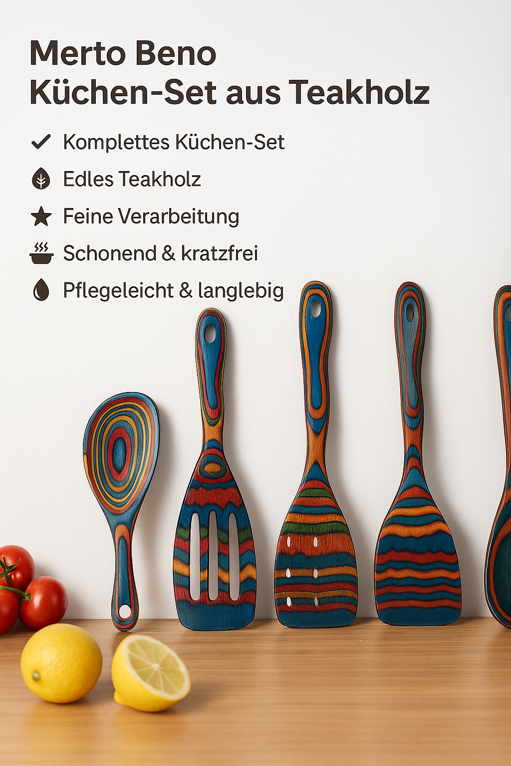 Teakholz Kochbesteck-Set