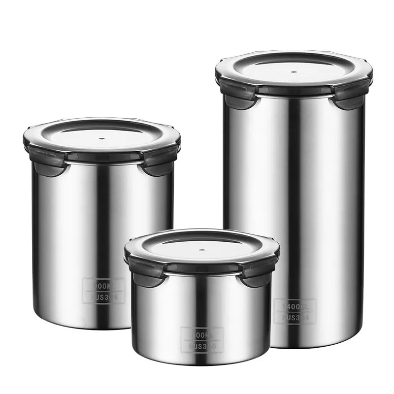 Edelstahl Vorratsdosen Set mit Deckel – 500ml, 900ml & 1400ml luftdicht, stapelbar & langlebig
