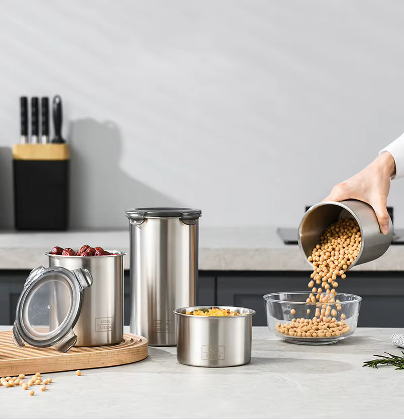 Edelstahl Vorratsdosen Set mit Deckel – 500ml, 900ml & 1400ml luftdicht, stapelbar & langlebig