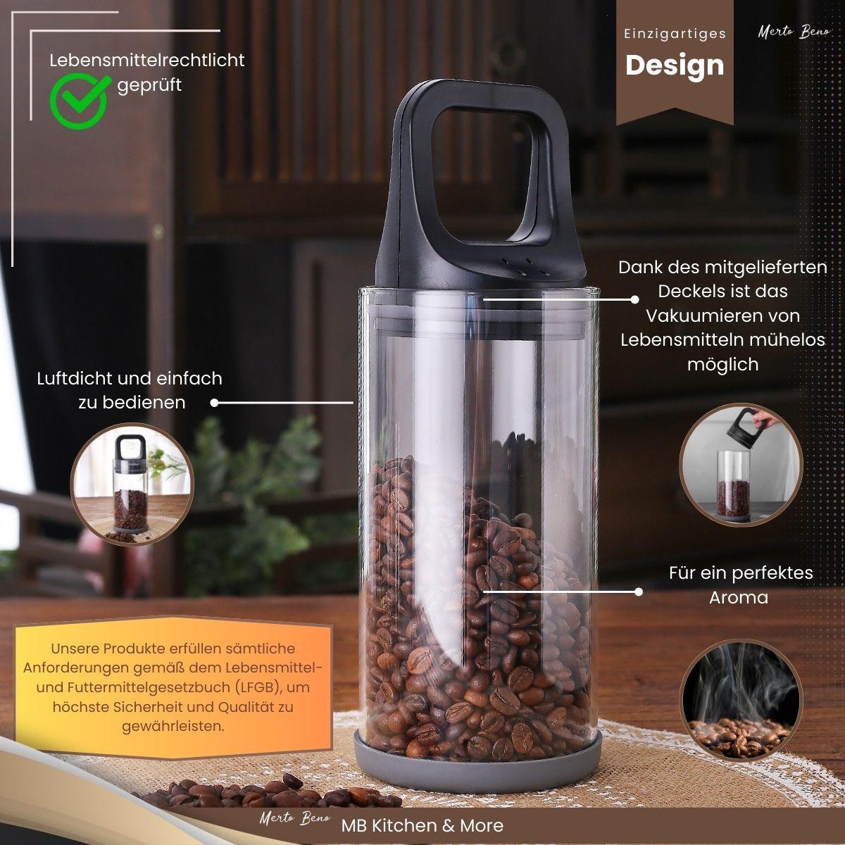 Merto Beno Premium Kaffeedose mit Vakuumdeckel