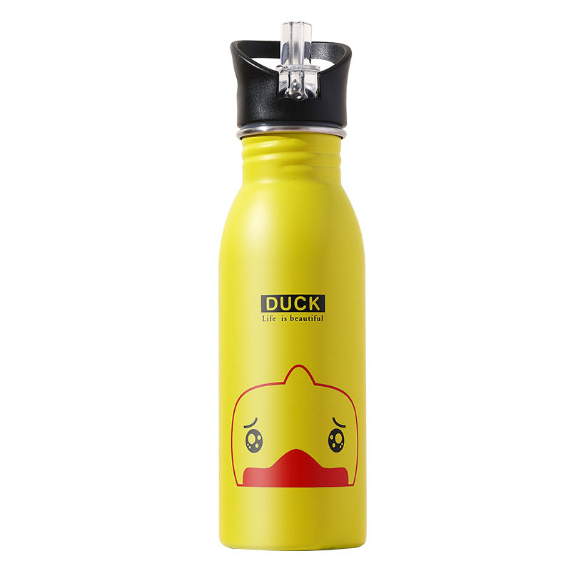 Merto Beno Trinkflasche Kinder Edelstahl 500ml mit Strohhalm