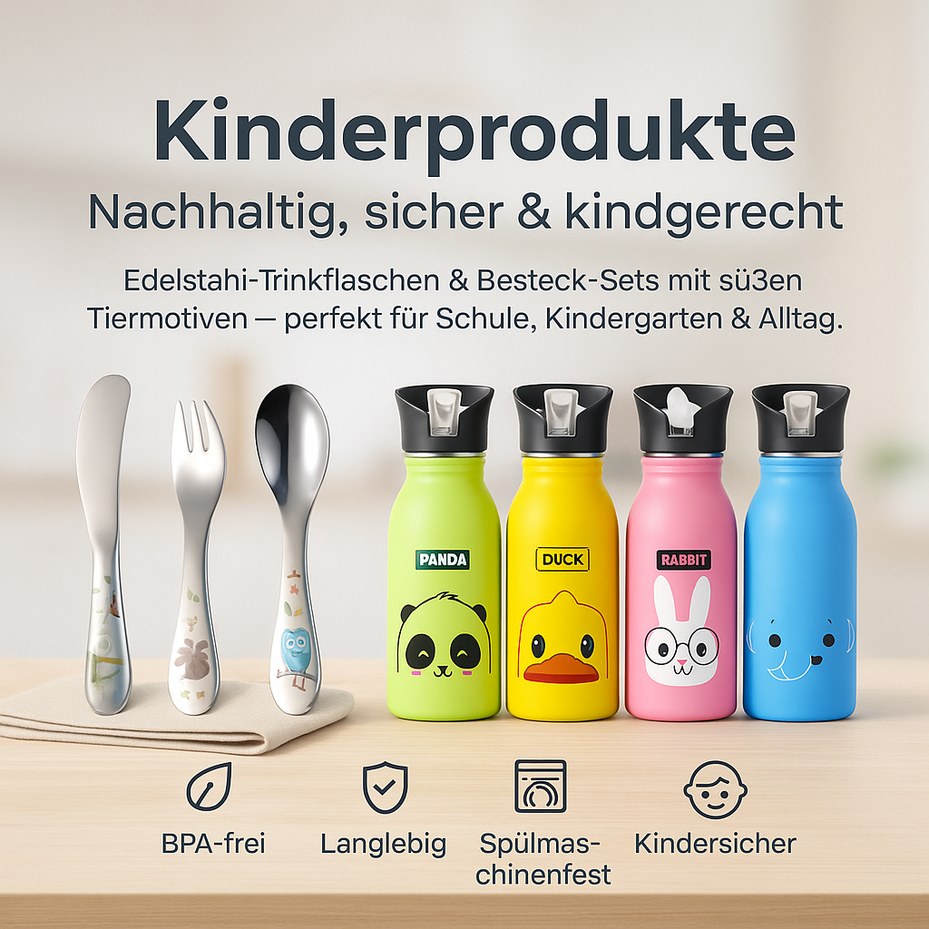Kinder Trinkflaschen & Besteck-Sets aus Edelstahl – Nachhaltig & Kindgerecht