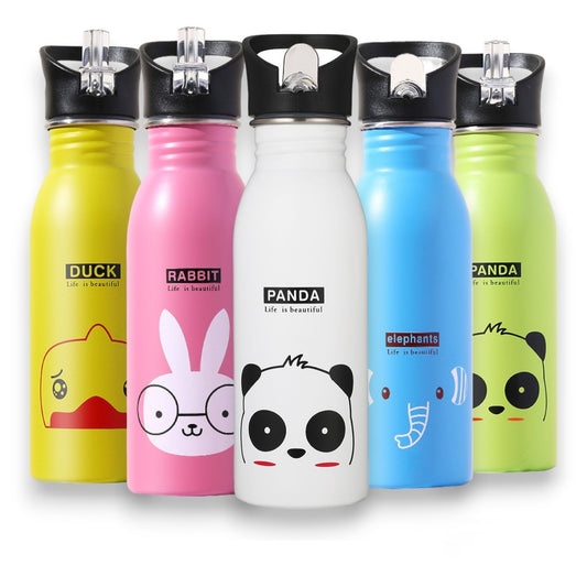 Merto Beno Trinkflasche Kinder Edelstahl 500ml mit Strohhalm
