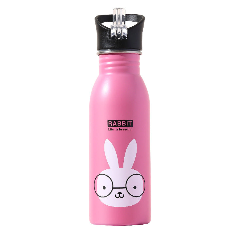 Merto Beno Trinkflasche Kinder Edelstahl 500ml mit Strohhalm