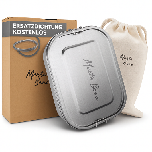 Premium Edelstahl Brotdose 1400 ml mit 3 Fächern Auslaufsicher. Nachhaltig. Alltagstauglich.