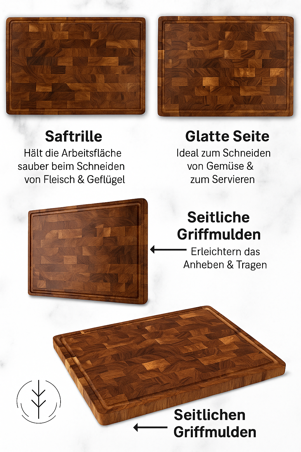 Premium-Schneidebrett aus Akazien-Hirnholz