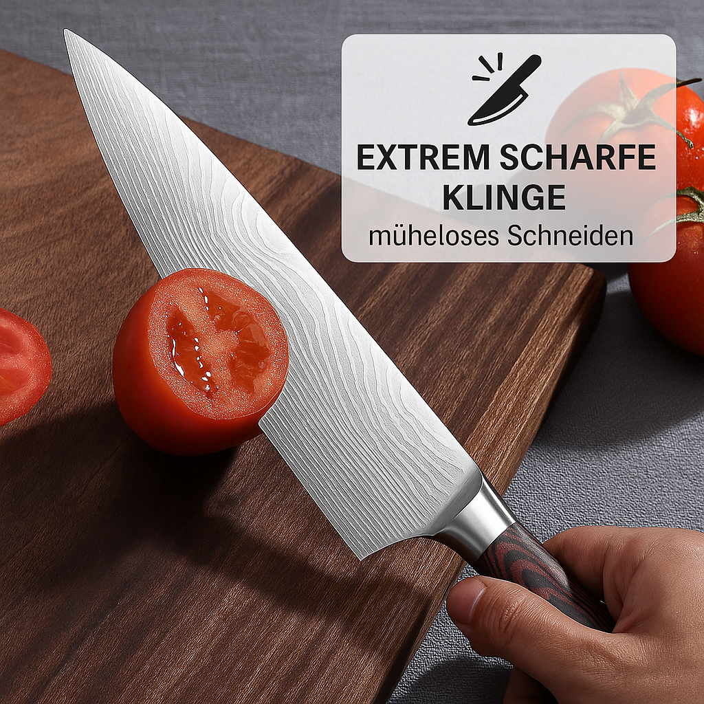 7-teiliges Küchenmesser-Set mit Damaskus-Design