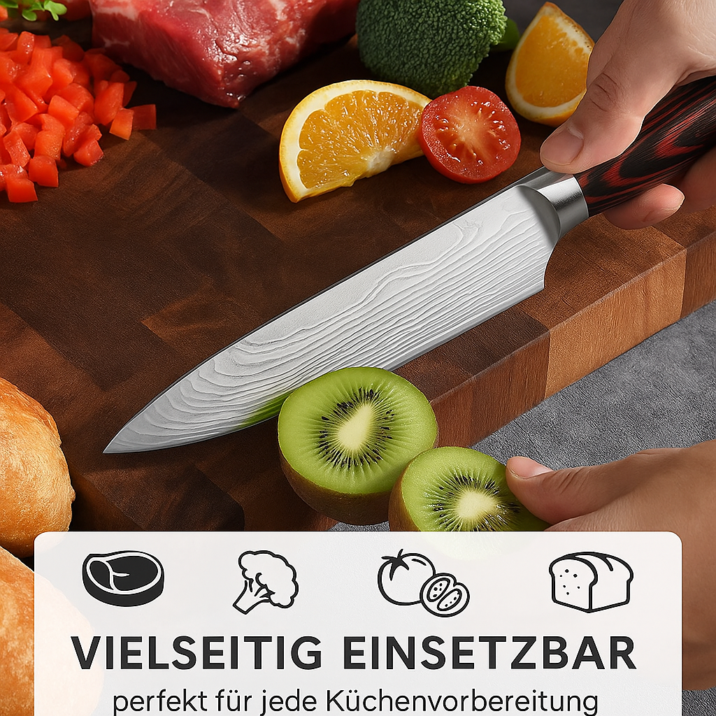 7-teiliges Küchenmesser-Set mit Damaskus-Design