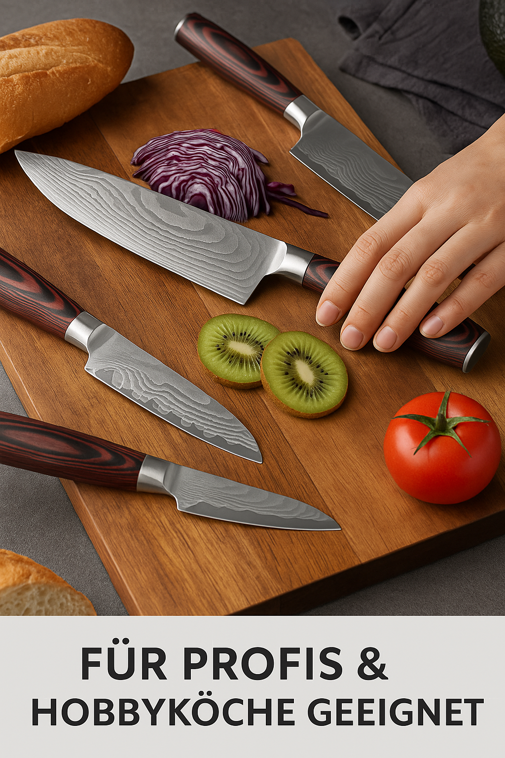 7-teiliges Küchenmesser-Set mit Damaskus-Design