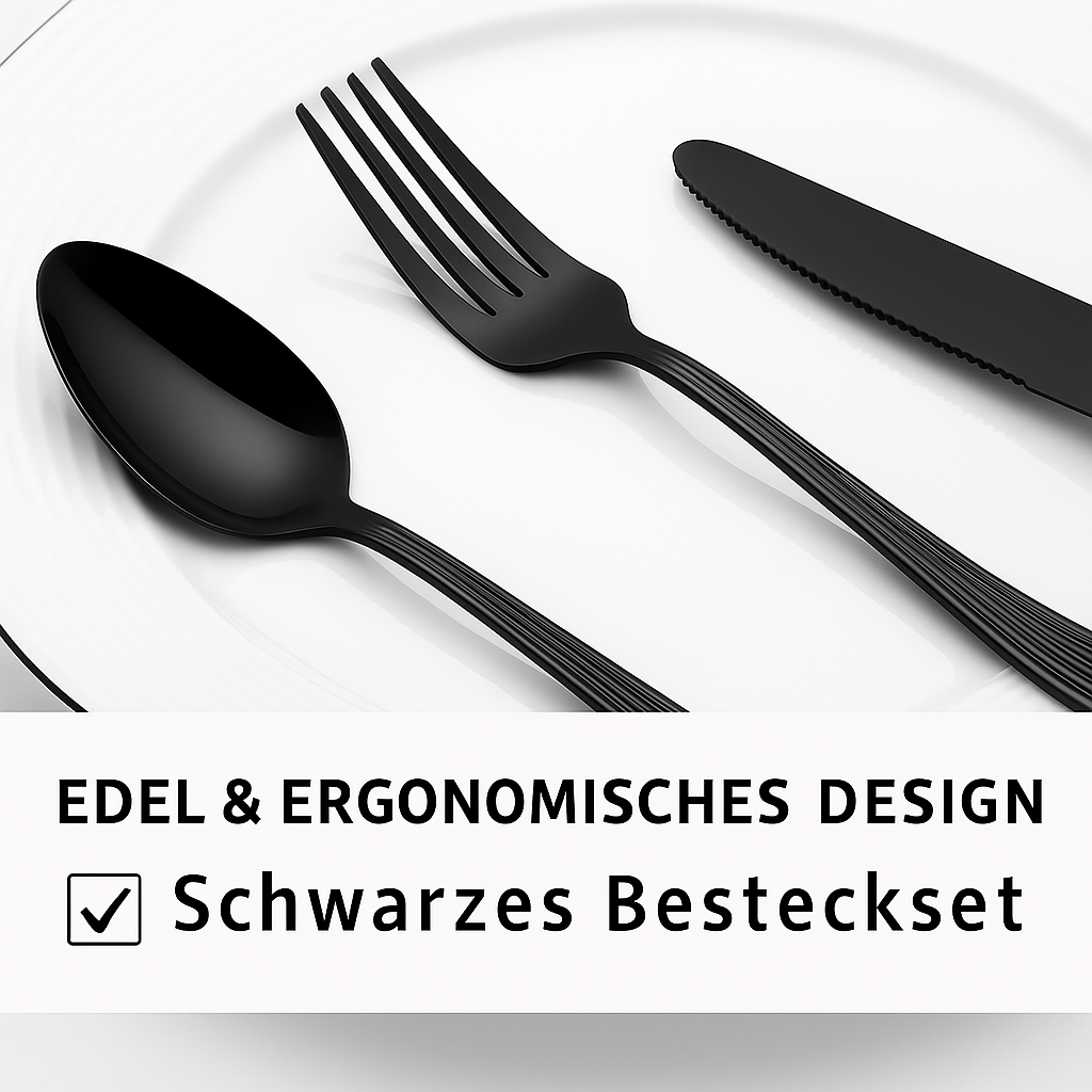 24-teiliges Edelstahl-Besteckset in elegantem Schwarz