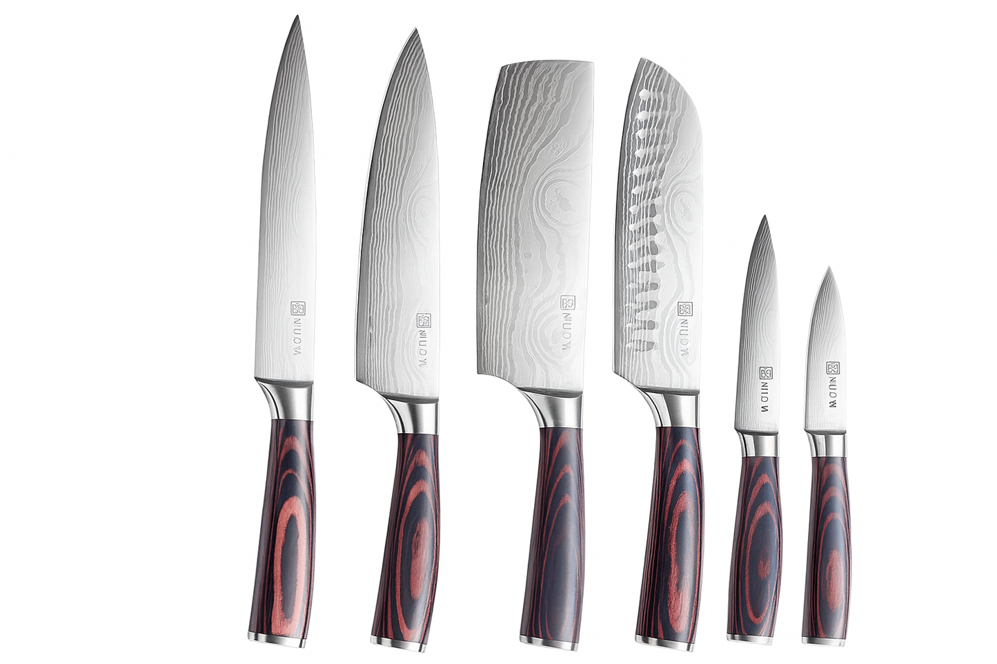 7-teiliges Küchenmesser-Set mit Damaskus-Design