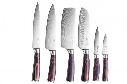 7-teiliges Küchenmesser-Set mit Damaskus-Design