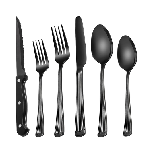 24-teiliges Edelstahl-Besteckset in elegantem Schwarz