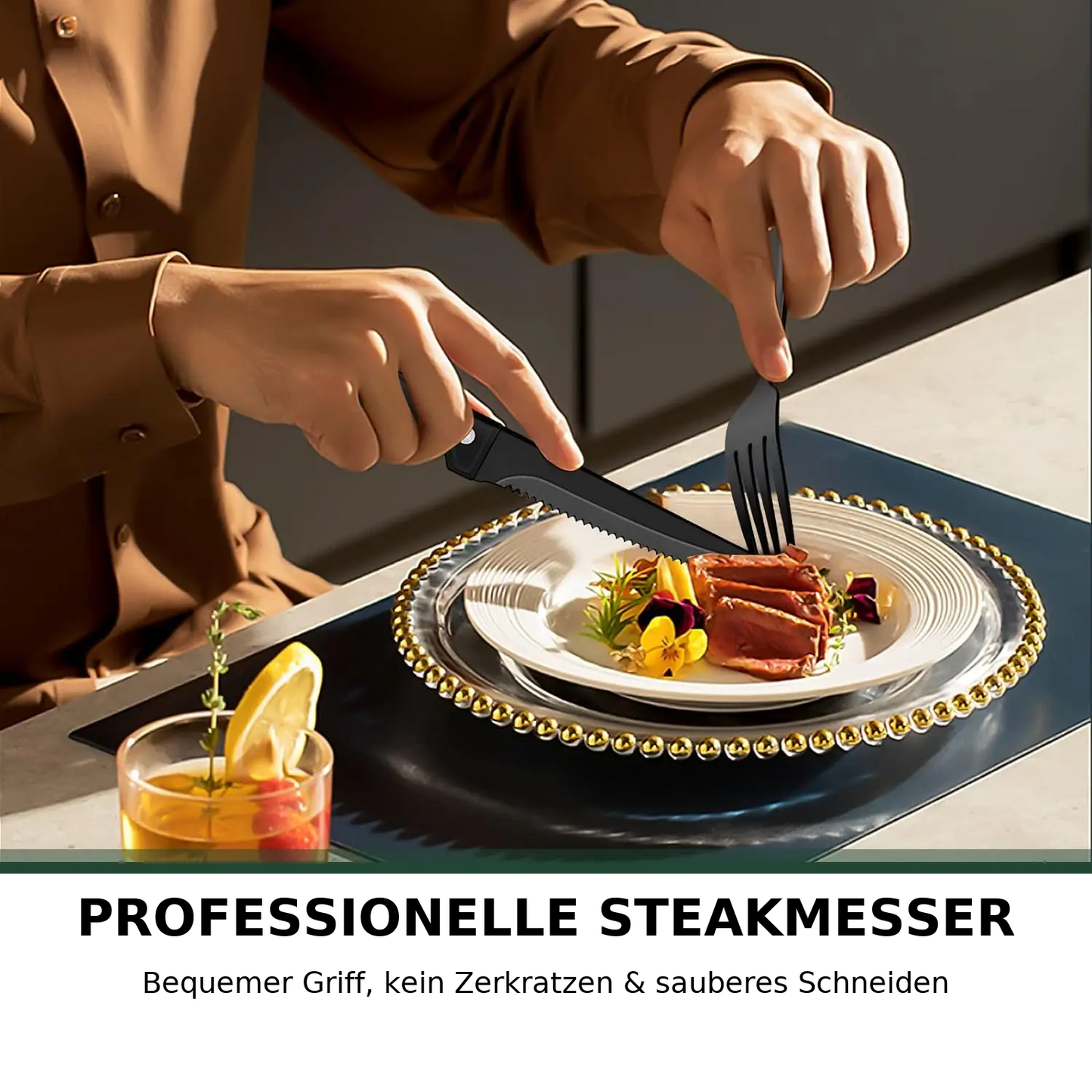 24-teiliges Edelstahl-Besteckset in elegantem Schwarz