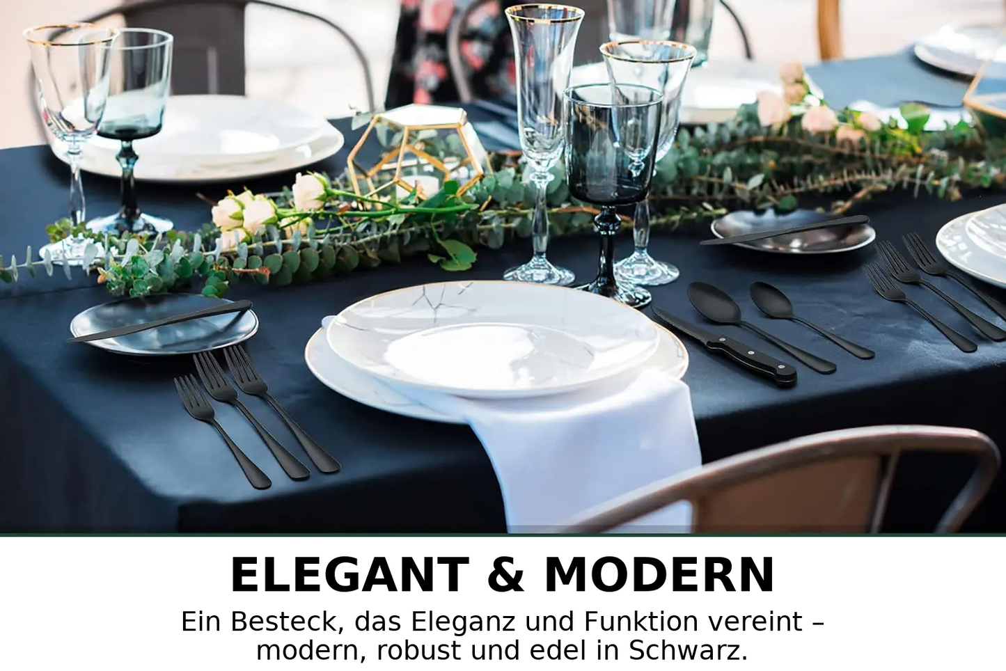 24-teiliges Edelstahl-Besteckset in elegantem Schwarz
